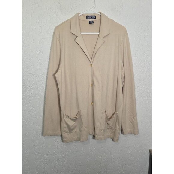 Lands' End Jackets & Blazers - Women's Lands End Blazer Cotton Spandex Size Large Button Down Khaki